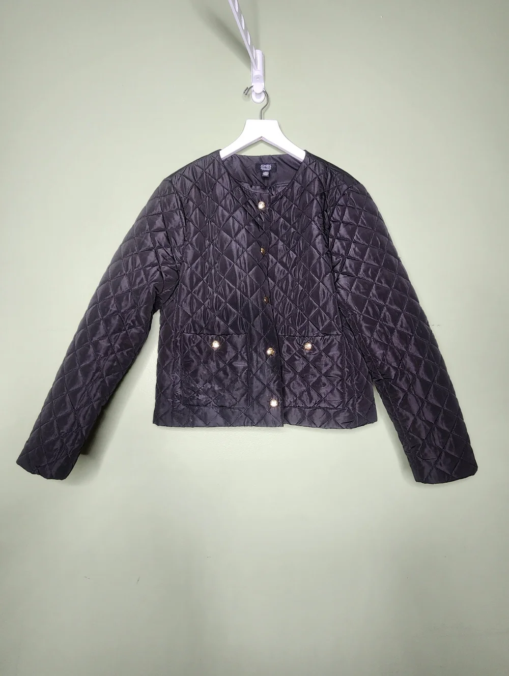 Jones New York Diamond Quilted Black Lightweight Women's Jacket Classic Fall S - Picture 2 of 7